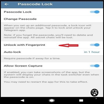 نحوه رمز گذاری تلگرام اندروید