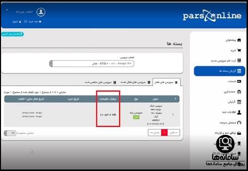 نحوه تمدید اینترنت پارس آنلاین