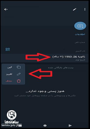 تاریخ در کجای پروفایل تلگرام قرار می گیرد؟