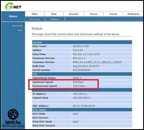 ورود به صفحه تنظیمات مودم G NET