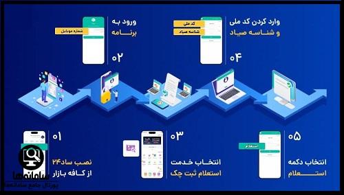 مشاهده لیست چک های ثبت شده به نام من در اپلیکیشن ساد 24